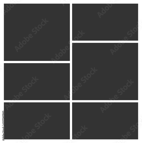 Photo collage. Six parts. Template photo frames. Vector Illustration.