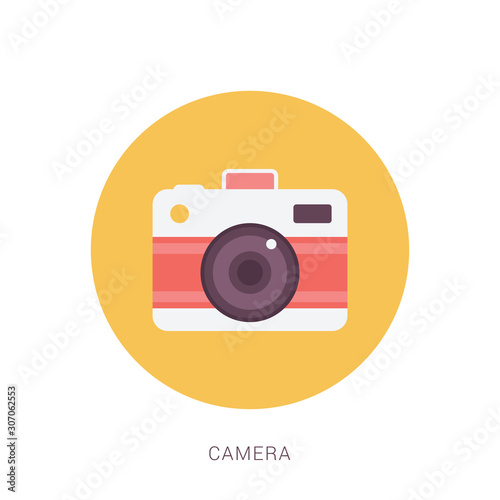 Camera icon, flat photo camera vector isolated