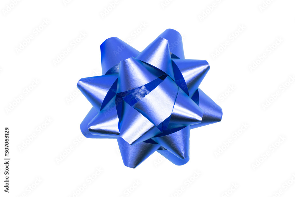 Beautiful bow gift on white background. Blue ribbon. Beautiful bow gift on white background. Blue ribbon.