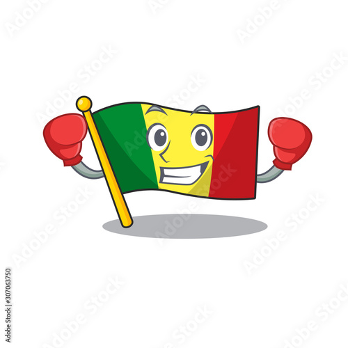 Funny Boxing flag mali cartoon character style