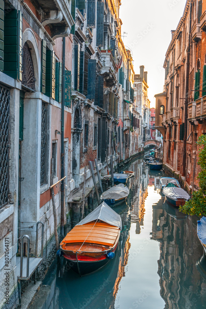 Italy. Ancient streets of the central part of Venice in the Gothic and Renaissance styles.