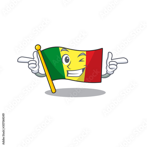 Funny flag mali mascot cartoon style with Wink eye