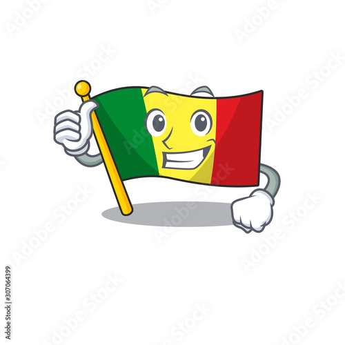 Cartoon of flag mali making Thumbs up gesture