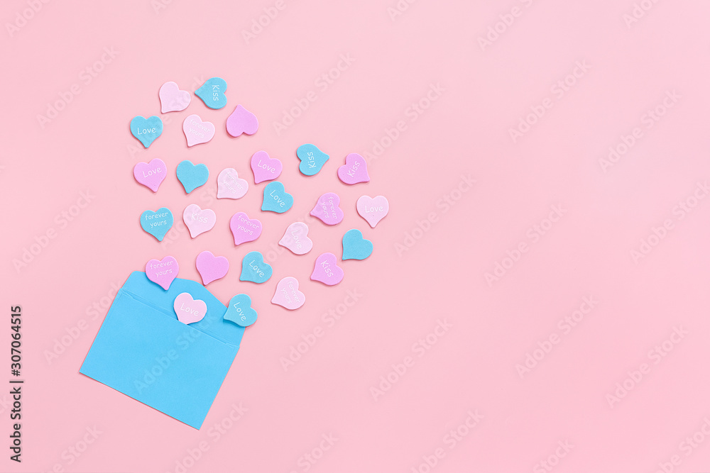 All Over Pattern Of Soft Pastel Pink Coloured Hearts Forming A