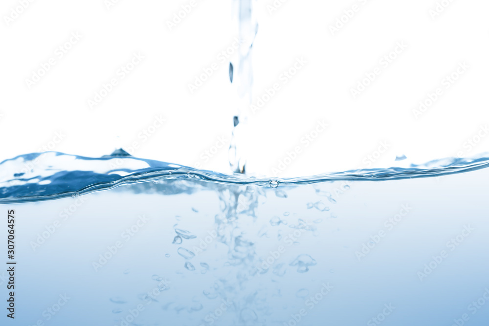 Water splash. Aqua flowing in waves and creating bubbles. Drops on the water surface feel fresh and clean. isolated on white background. Water splash. Aqua flowing in waves and creating bubbles. Drops on the water surface feel fresh and clean. isolated on white background.
