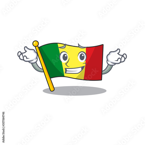 Super Cool Grinning flag mali mascot cartoon style