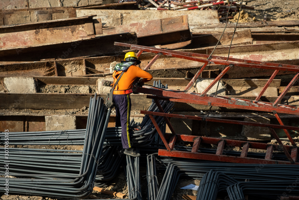 A construction worker in workplace. A construction worker in workplace.