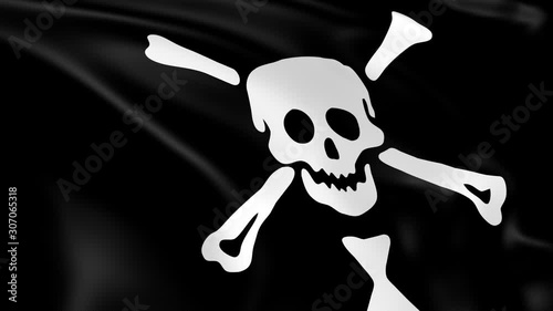 Photo realistic slow motion 4KHD flag of the Sea Pirate waving in the wind.  Seamless loop animation with highly detailed fabric texture in 4K resolution.