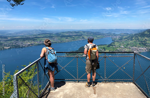 Lookouts or viewpoints and panoramic places on the educational trail Felsenweg Bürgenstock (Burgenstock or Buergenstock), Obbürgen (Obburgen or Obbuergen) - Canton of Nidwalden, Switzerland photo