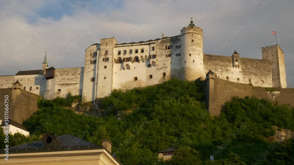 sunset time salzburg city mountain castle slow motion panorama 4k austria sunset time salzburg city mountain castle slow motion panorama 4k austria