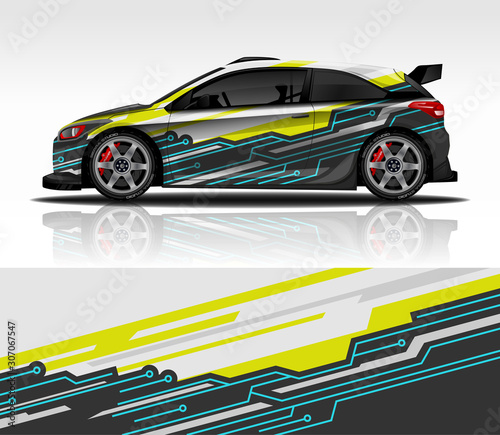 Car wrap decal design vector  for advertising or custom livery WRC style  race rally car vehicle sticker and tinting.