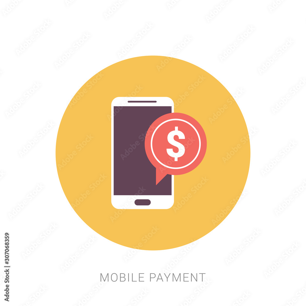 Payment with smartphone icon, online mobile payment sign isolated on white background Payment with smartphone icon, online mobile payment sign isolated on white background