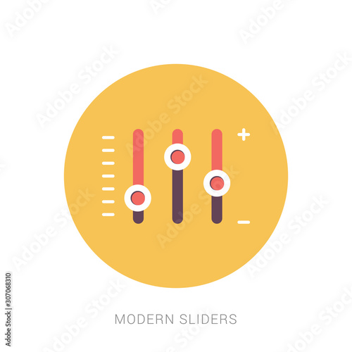 Vector illustration of colorful glossy slider infographic elements.