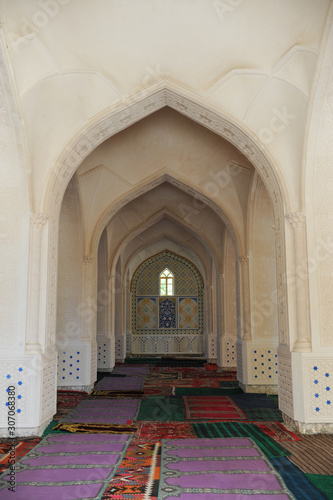 Interior mosque of the ancient Asian traditional ornament. The details of the architecture of medieval Central Asia