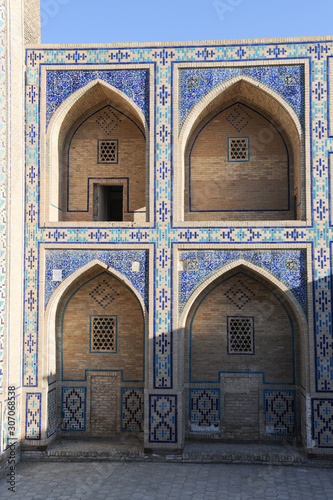 The arch and gates of the ancient Asian traditional ornament. The details of the architecture of medieval Central Asia