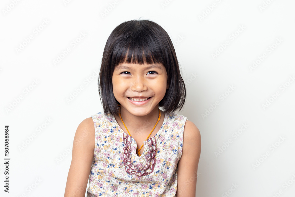 Portrait of cute little girl happy on White Blackground Portrait of cute little girl happy on White Blackground