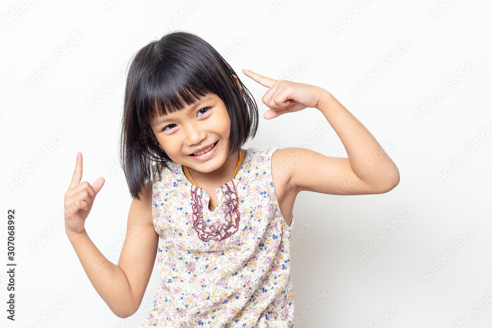 Portrait of cute little girl happy on White Blackground Portrait of cute little girl happy on White Blackground