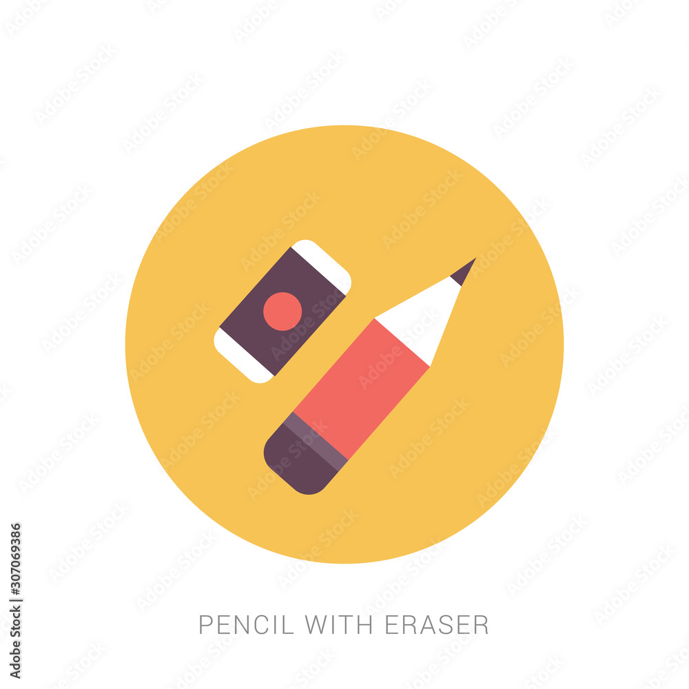 Pencil with eraser icon flat style Pencil with eraser icon flat style