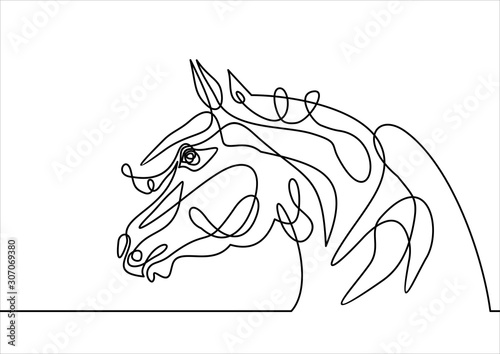 horse head vector- continuous line drawing
