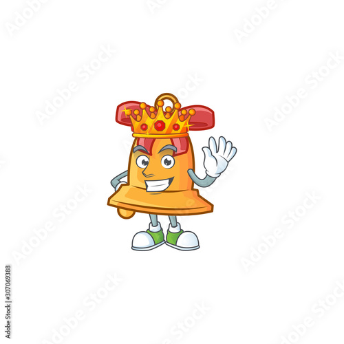 King of christmas bell on cartoon mascot style design