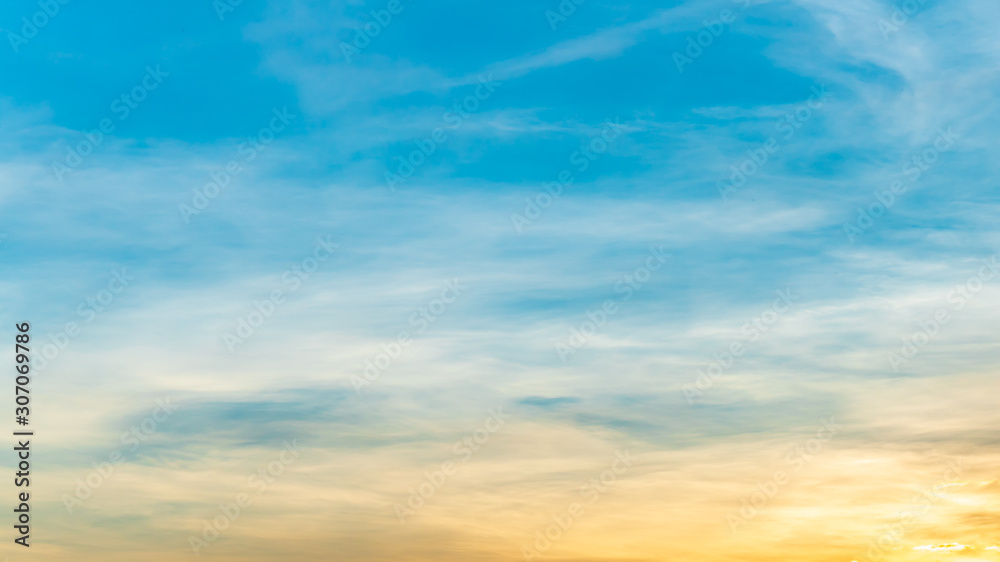 Dramatic blue sky and clouds at sunset or evening time. Dramatic blue sky and clouds at sunset or evening time.