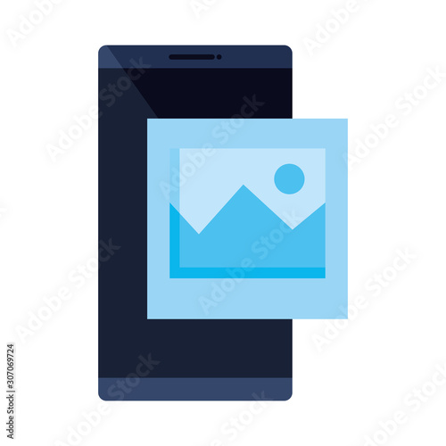 smartphone device with picture file isolated icon vector illustration design
