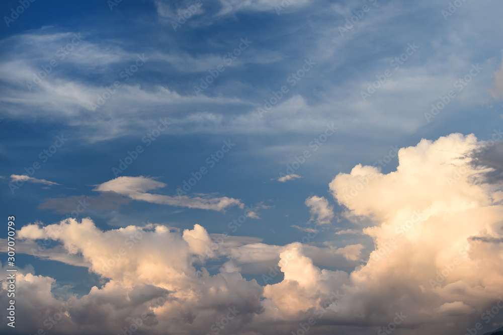 Beautiful clouds with blue sky landscape in nature