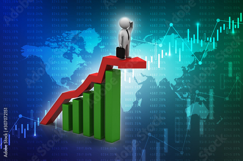 3d rendering Stock market online business concept. business Graph successful business man © meenkulathiamma