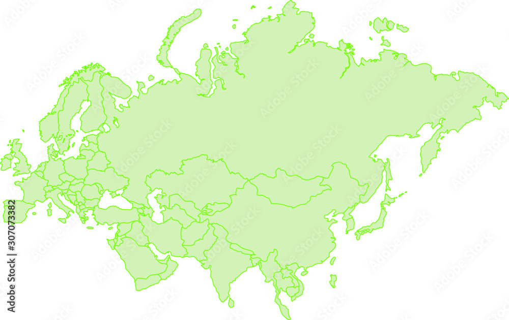 Vector Map of Eurasia with countries borders