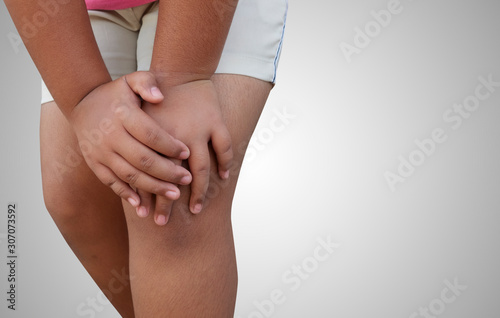 child obesity with knee pain, isolated background