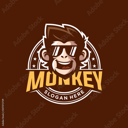 cool monkey logo design vector illustrator