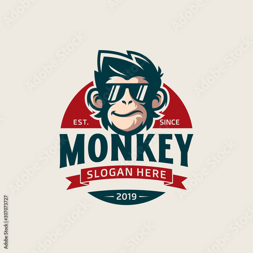 cool monkey logo design vector illustrator
