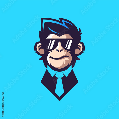 cool monkey logo design vector illustrator