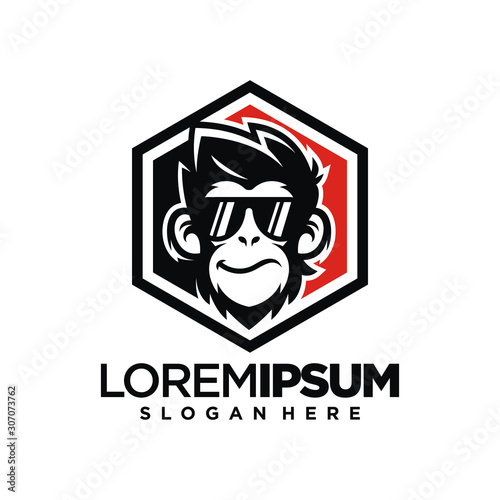 cool monkey logo design vector illustrator