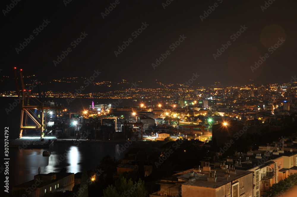 Night scene in Rijeka city in Croatia