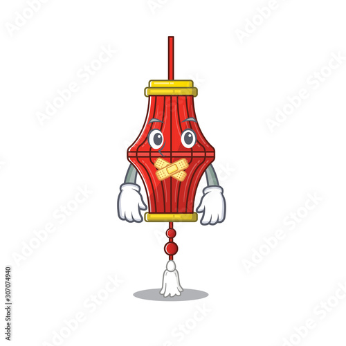 Chinese paper lanterns mascot cartoon character style making silent gesture