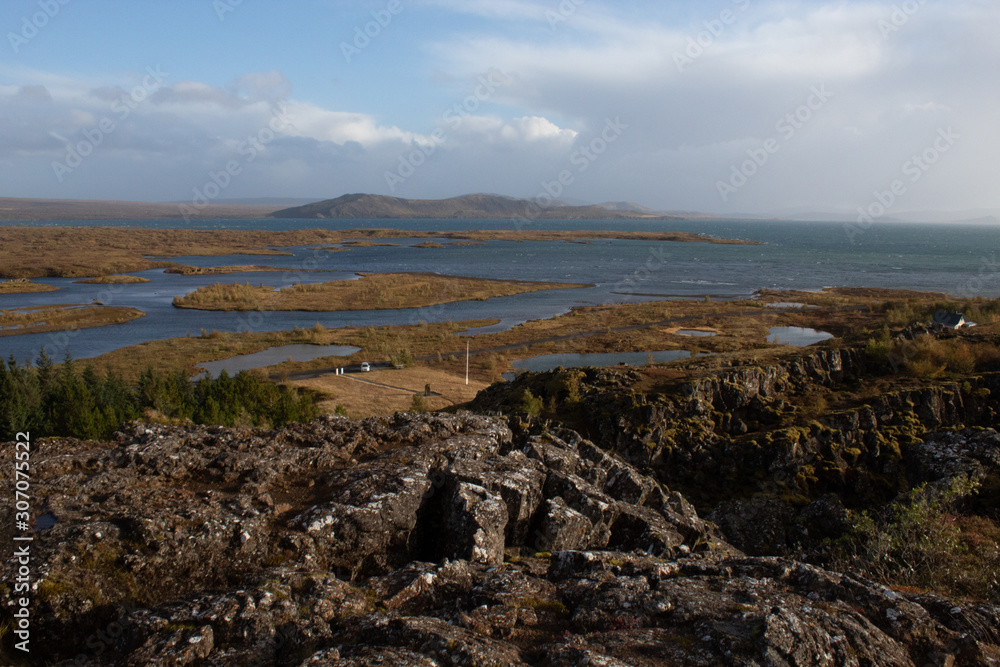 Thingvellir rocks in Golden Circle of Iceland