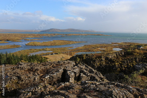 view of the Thingvellir Rift Valley in Iceland