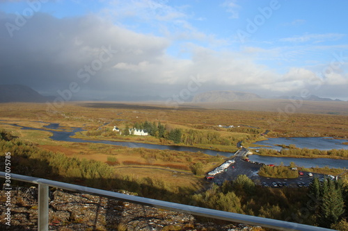 view of the Thingvellir Rift Valley in Iceland photo