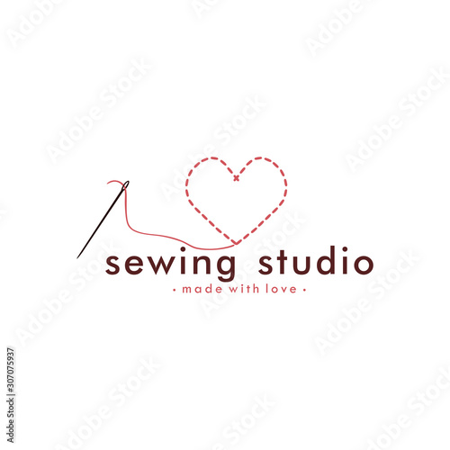 Tailor Sewing Vintage Logo, Needle, Yarn, Fashion Retro Simple Logo, Sign, Icon Template Vector Design