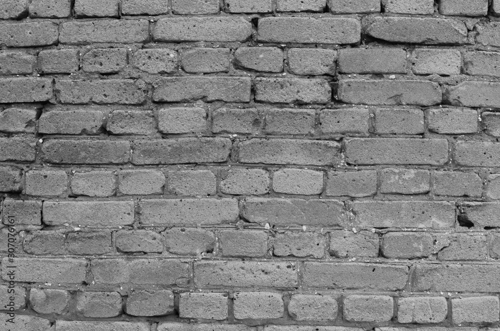 Fototapeta premium Old brick wall of white brick, BW