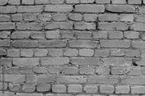 Old brick wall of white brick, BW