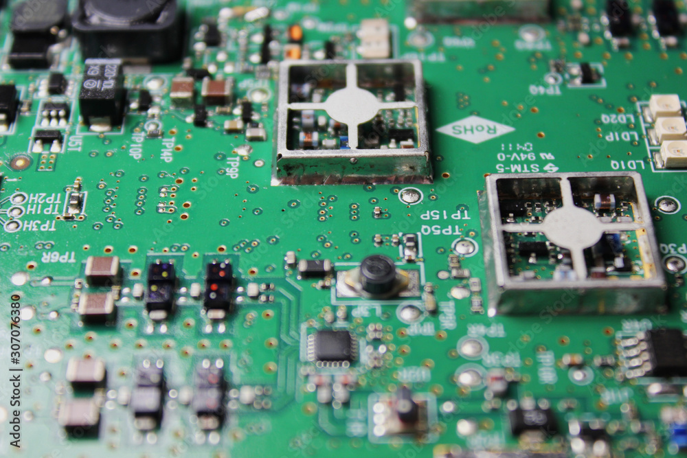 Closeup of electronic circuit board or PCB printed circuit board Closeup of electronic circuit board or PCB printed circuit board
