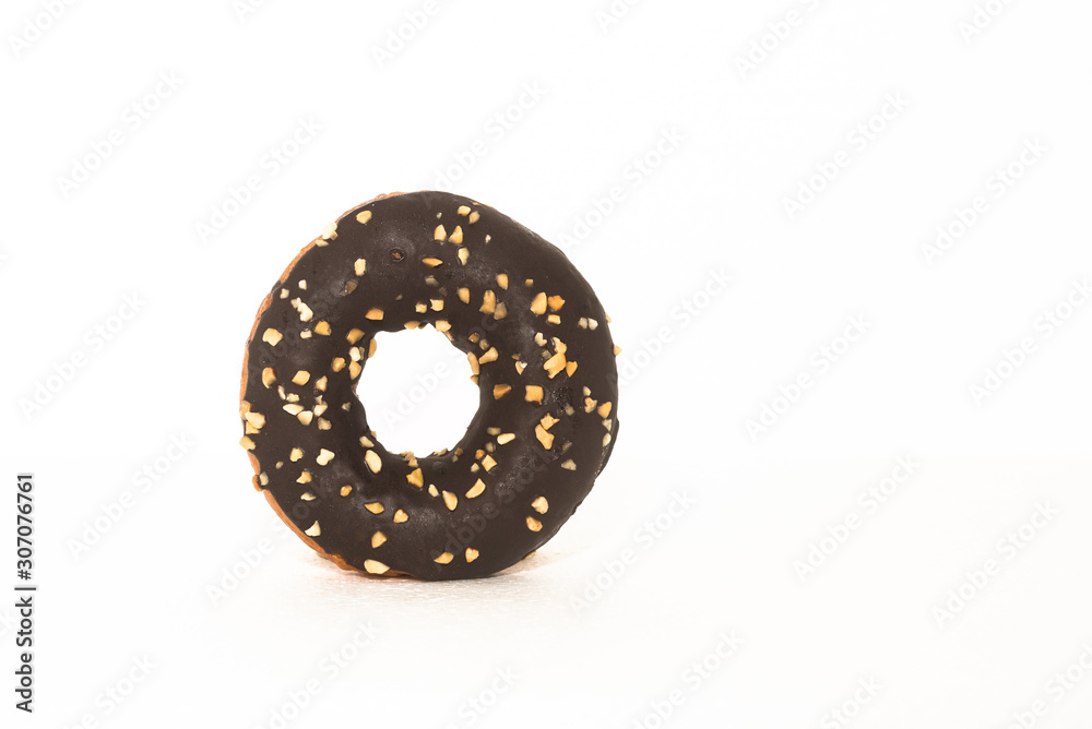 A chocolate doughnut isolated on a white background A chocolate doughnut isolated on a white background