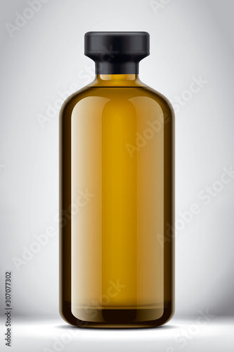 Glass bottle mockup on Background. Version with Foil. 