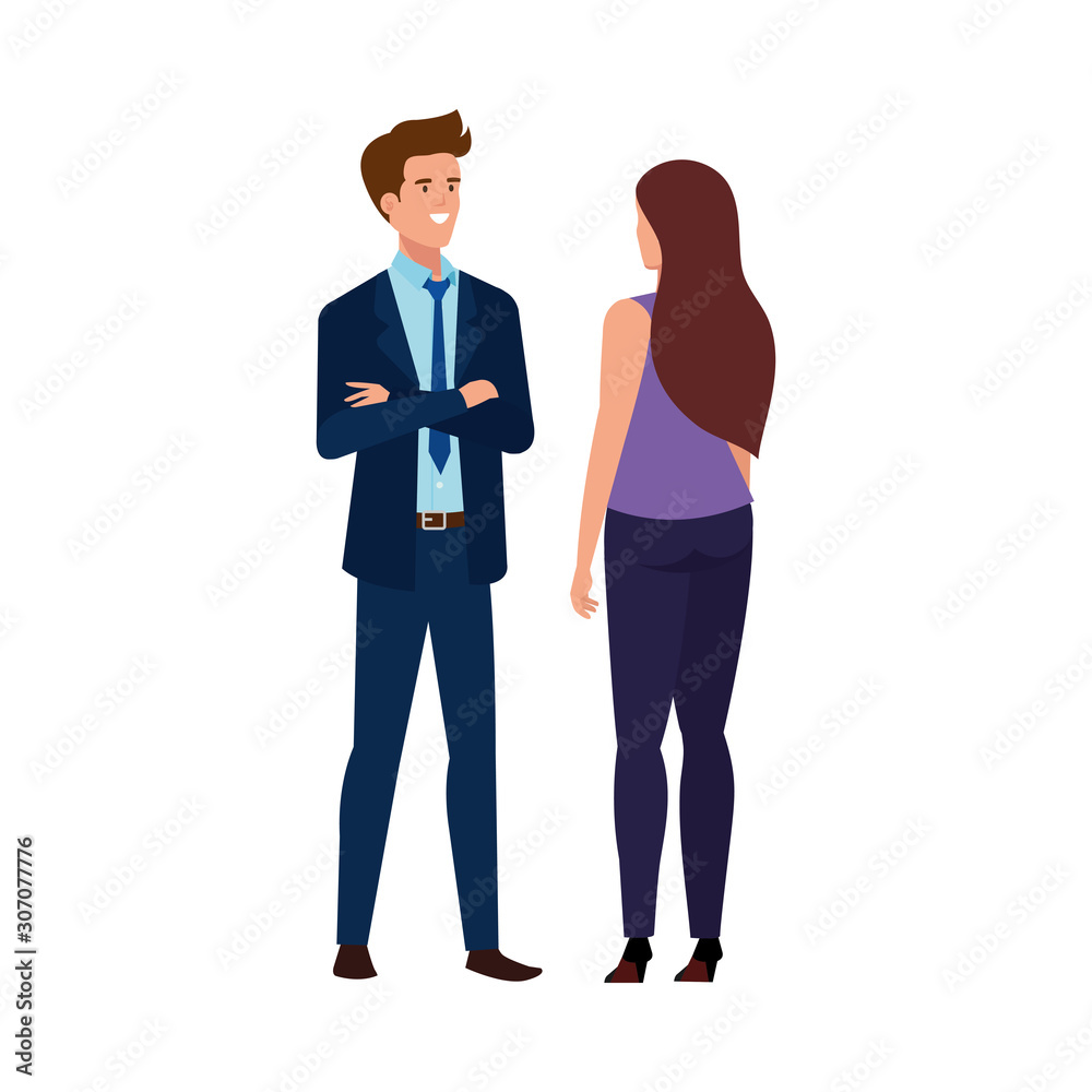 business couple elegant avatar character vector illustration design business couple elegant avatar character vector illustration design