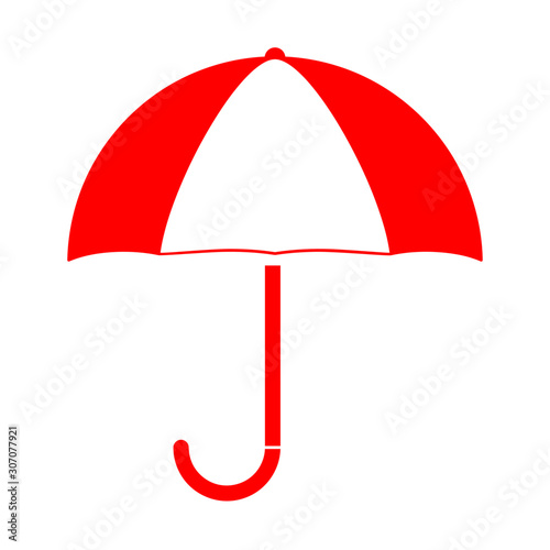 Red open umbrella, flat design