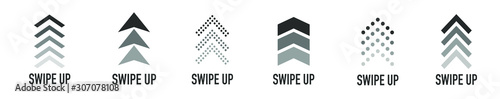  Arrow up for social media stories, design blogger, scroll pictogram. Set of Black Swipe Up icon. Scroll pictogram. Stories swipe button. Text swipe up