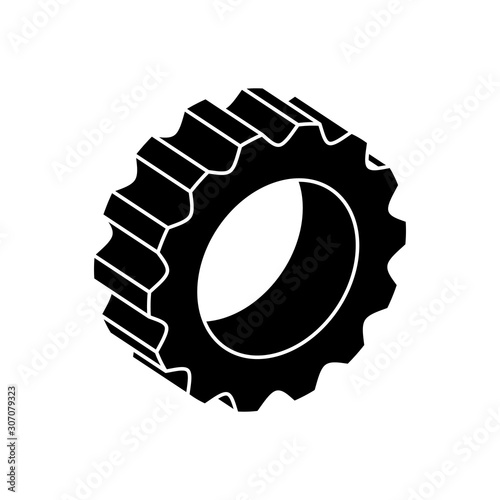 silhouette of gear pinion machine isolated icon vector illustration design
