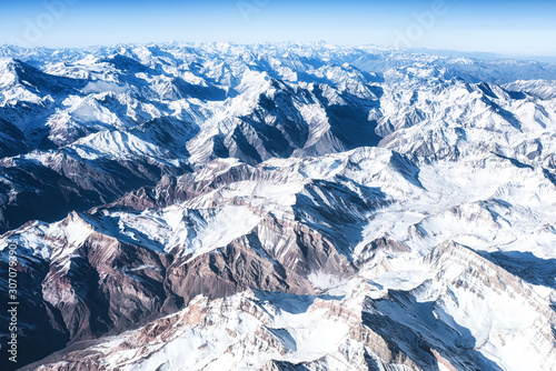 Vászonkép Andes Mountains (Cordillera de los Andes) viewed from an airplane window